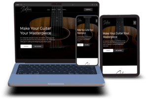 device mockup of a pixel perfect website i created for a j alexander guitars